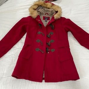Red American Eagle winter coat. Size small pea coat.
